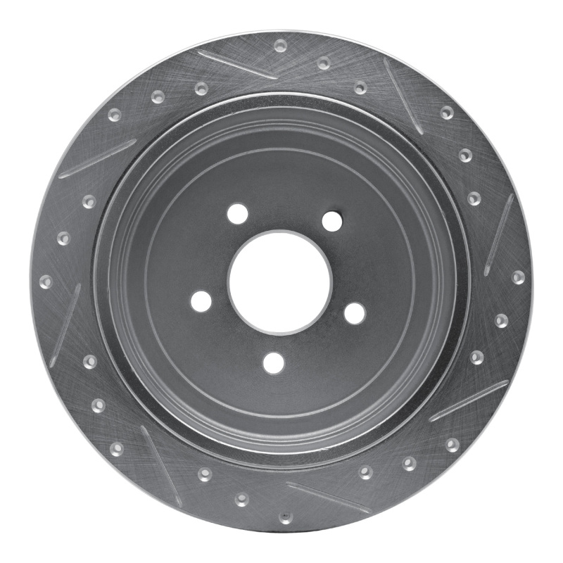 Lincoln Town Car Brake Rotor (1) - Rear Left - R1 Concepts - Drilled & Slotted - Silver - `03-`11